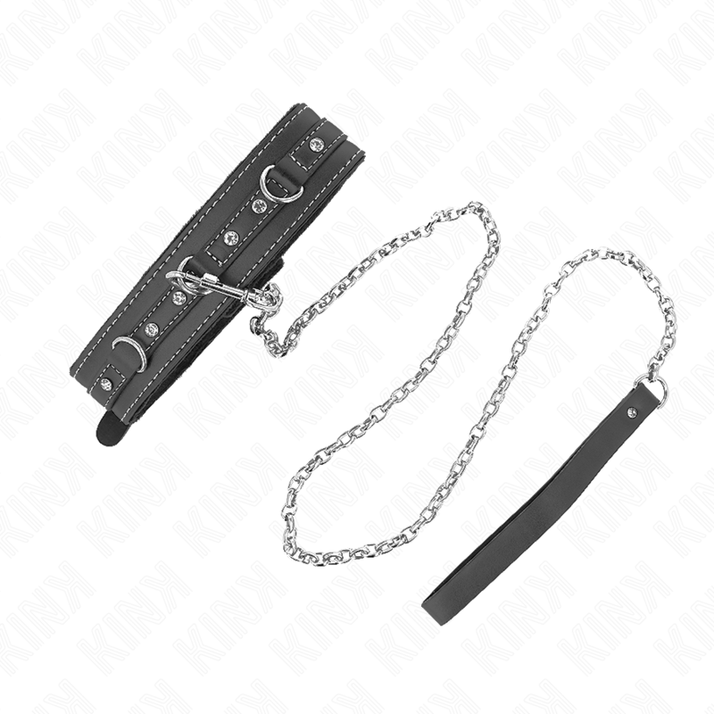 Kink - Pvc Leder Halskette Mit Gãœrtel 105 Cm Strass Niete 41,5 X 4 Cm