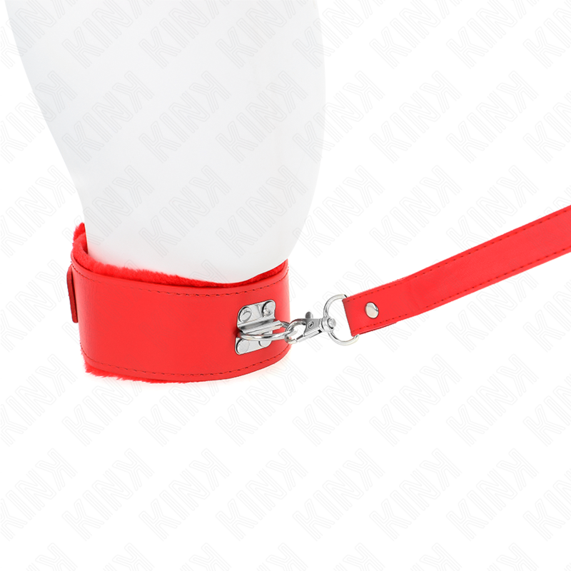 Kink - Halskette Mit Leine 116 Cm Mit Silbernen Nieten Modell 4 Rot Verstellbar 40-48 Cm X 6 Cm