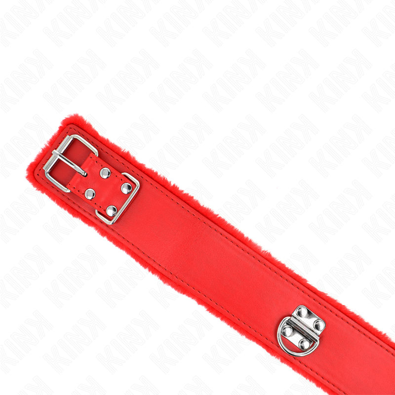 Kink - Halskette Mit Leine 116 Cm Mit Silbernen Nieten Modell 4 Rot Verstellbar 40-48 Cm X 6 Cm