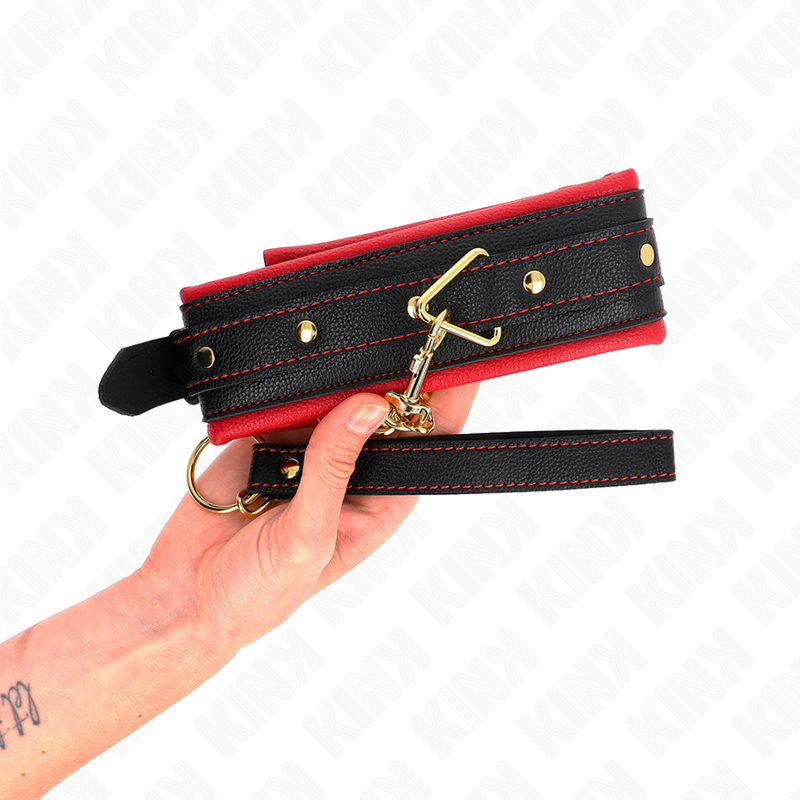 Kink - Halsband Mit Leine Aus Einfacher Stoff, Verstellbar 33-48 Cm X 5,7 Cm
