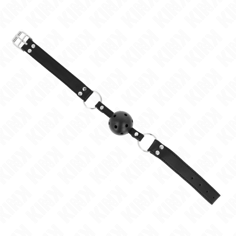 Kink - Atmungsaktiver Ball 4 Cm Knebel Mit Doppelniet Modell 1 Schwarz 62,5 X 2,5 Cm Verstellbar 42-58 Cm