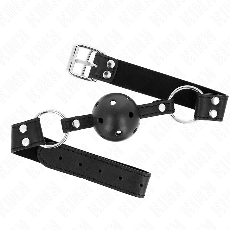 Kink - Atmungsaktiver Ball 4 Cm Knebel Mit Doppelniet Modell 1 Schwarz 62,5 X 2,5 Cm Verstellbar 42-58 Cm