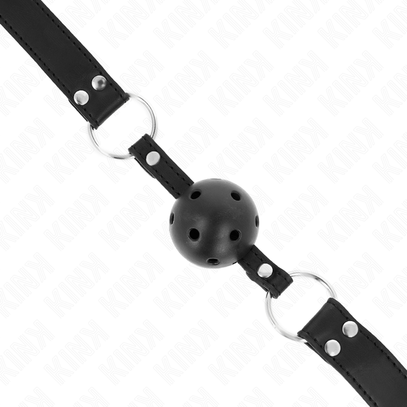 Kink - Atmungsaktiver Ball 4 Cm Knebel Mit Doppelniet Modell 1 Schwarz 62,5 X 2,5 Cm Verstellbar 42-58 Cm