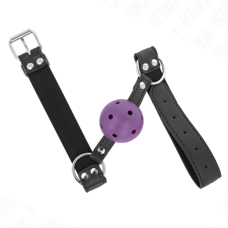 Kink - Atmungsaktiver Ball 4 Cm Knebel Mit Doppelniet Lila 62,5 X 2,5 Cm Verstellbar 42-58 Cm