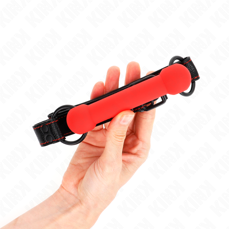 Kink - Knochengag Mit Kunstlederband Rot Verstellbar 41-57 Cm