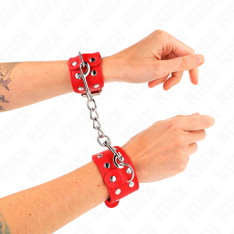 Kink - Armbã„Nder Mit Doppelter Reihe Verstellbarer Nieten Rot