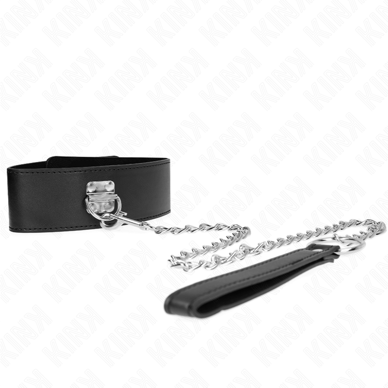 Kink - Halskette Mit Gãœrtel 65 Cm Mit Breitem Schwarzen Riemen Verstellbar 33,5-41 Cm X 5 Cm