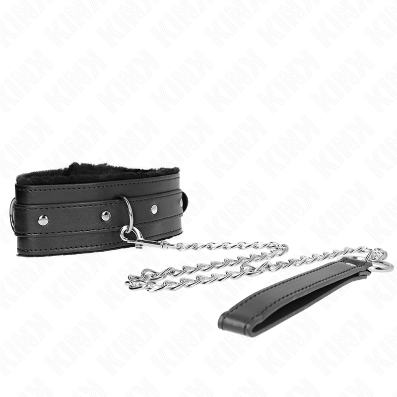 Kink - Halsband Mit Leine 65 Cm Mit Einschrã„Nkungen Schwarz 36-42 Cm X 5,5 Cm