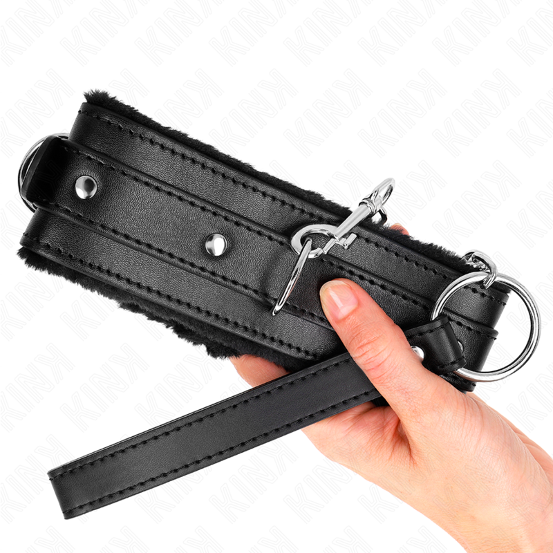 Kink - Halsband Mit Leine 65 Cm Mit Einschrã„Nkungen Schwarz 36-42 Cm X 5,5 Cm