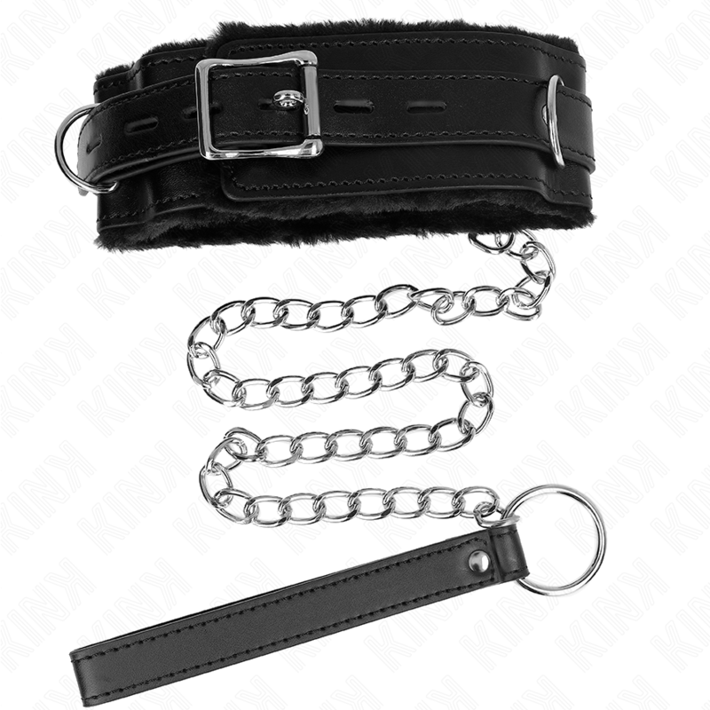 Kink - Halsband Mit Leine 65 Cm Mit Einschrã„Nkungen Schwarz 36-42 Cm X 5,5 Cm