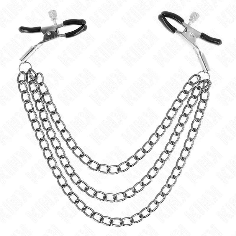 Kink - Nippelklemmen Mit 3 Ketten Schwarz 20/23/28 Cm