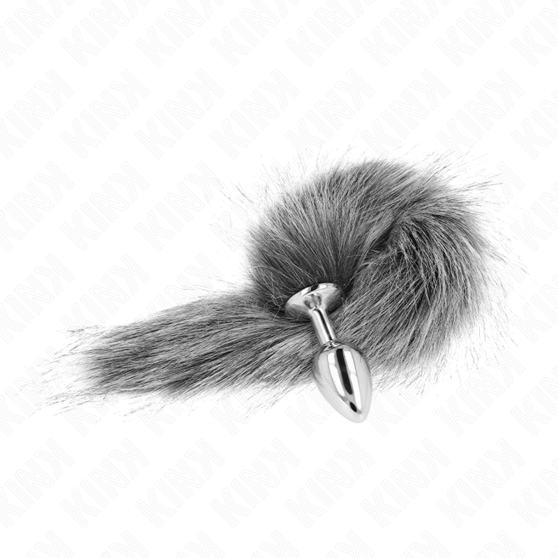 Kink - Anal Plug  S 7 X 3 Cm Mit Kunststoffschwanz 40 Cm Grau