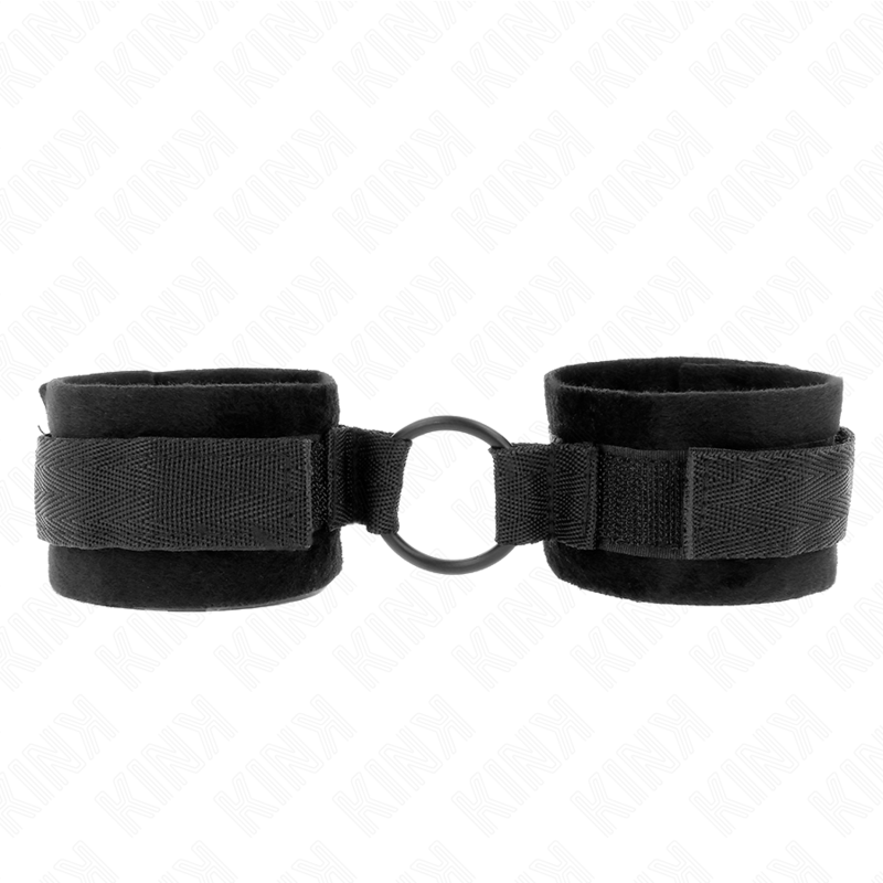 Kink - Beginner Pelz Handmanschetten 25 Cm Mit O-Ring 4 Cm Schwarz Verstellbar 15-25 Cm