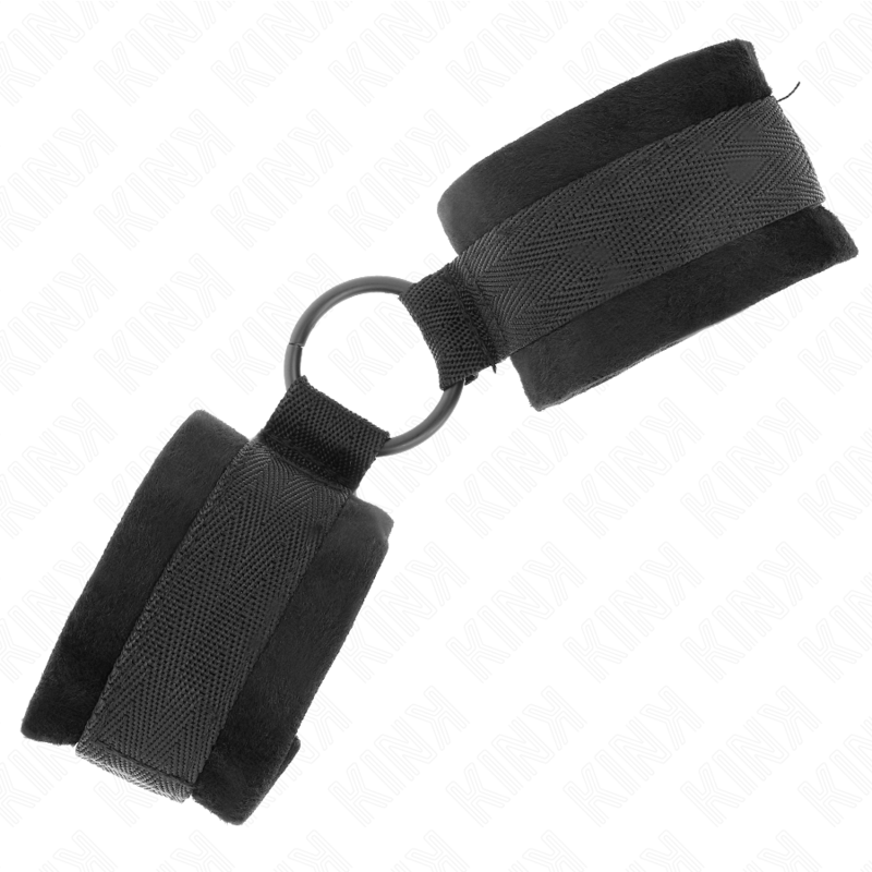 Kink - Beginner Pelz Handmanschetten 25 Cm Mit O-Ring 4 Cm Schwarz Verstellbar 15-25 Cm