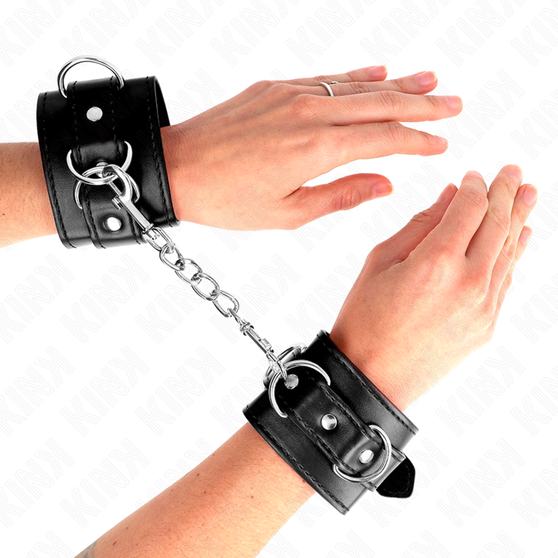 Kink - 3 D-Ring Handgelenkfesseln Verstellbar Schwarz 17,5-25 Cm X 6 Cm