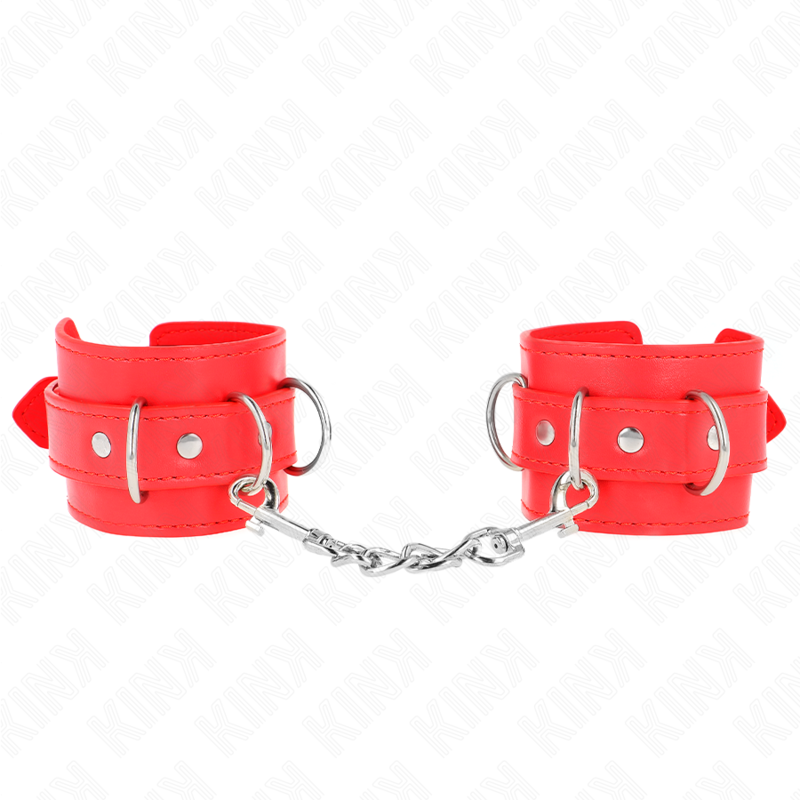 Kink - 3 D-Ring Handgelenkfesseln Verstellbar Rot 17,5-25 Cm X 6 Cm