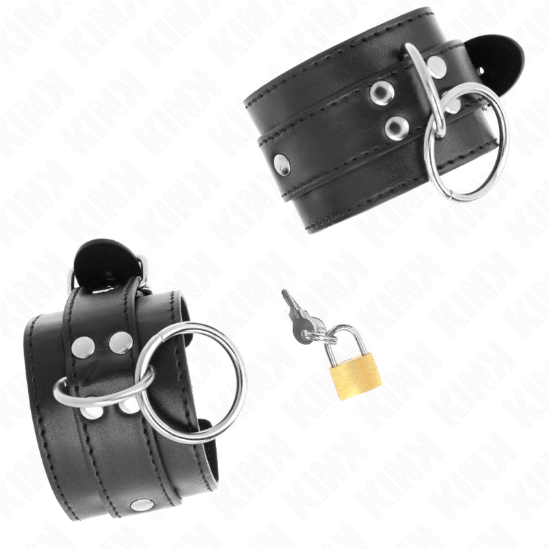 Kink - O-Ring Verriegelte Handgelenkfesseln Schwarz Verstellbar 20-28 Cm X 5,5 Cm