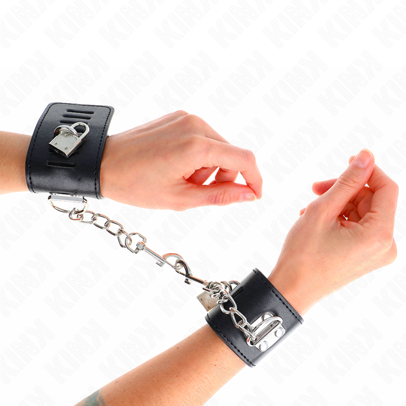 Kink - Handgelenkfesseln Mit Vorhã„Ngeschloss Verschluss Schwarz Verstellbar 16-23 Cm X 5,5 Cm