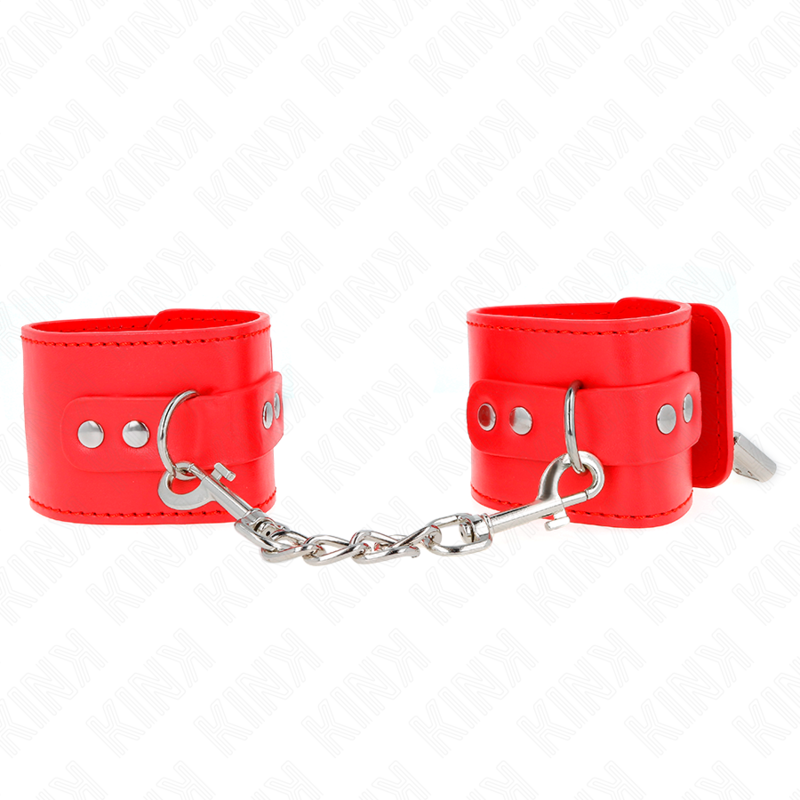 Kink - Handgelenkfesseln Mit Vorhã„Ngeschloss Verschluss Rot Verstellbar 16-23 Cm X 5,5 Cm