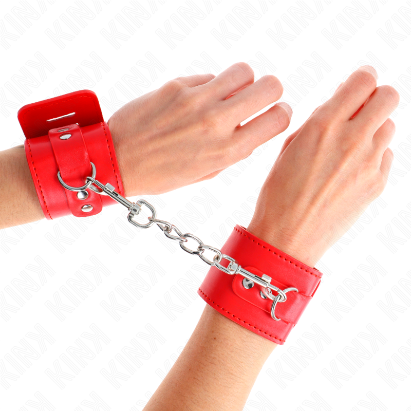 Kink - Handgelenkfesseln Mit Vorhã„Ngeschloss Verschluss Rot Verstellbar 16-23 Cm X 5,5 Cm