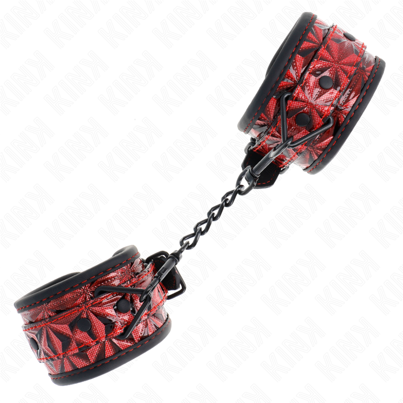 Kink - Handgelenkfesseln Mit Rautenmuster, Dunkelrot, Verstellbar 17-26 Cm X 5,5 Cm