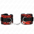 Kink - Kurze Handgelenksfesseln Aus Samtspitze Und Nylonfessel Rot/Schwarz 23 X 6,5 Cm