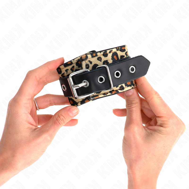 Kink - Leopard Handgelenkfessel Aus Echtleder, Verstellbar 18-29 Cm X 5,5 Cm