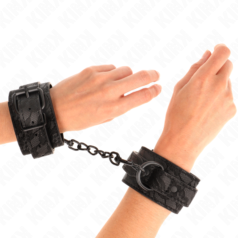 Kink - Mit Dunkler Spitze Überzogene Handgelenkmanschetten Verstellbar Schwarz 19-26 Cm