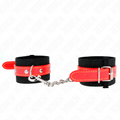 Kink - Nylon Handgelenkfesseln Schwarz Mit Kunstleder Rot Verstellbar 19-24 Cm X 5,5 Cm