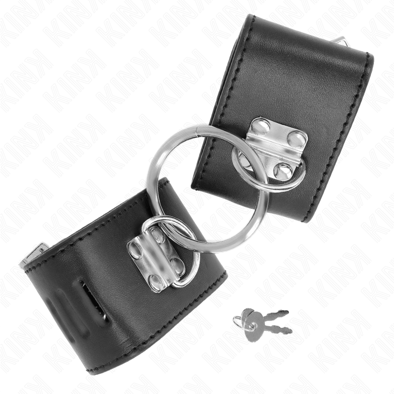 Kink - Feste Handgelenkfesseln Mit Ring Und Vorhã„Ngeschloss Verschluss Schwarz Verstellbar 16-23 Cm X 5,5 Cm