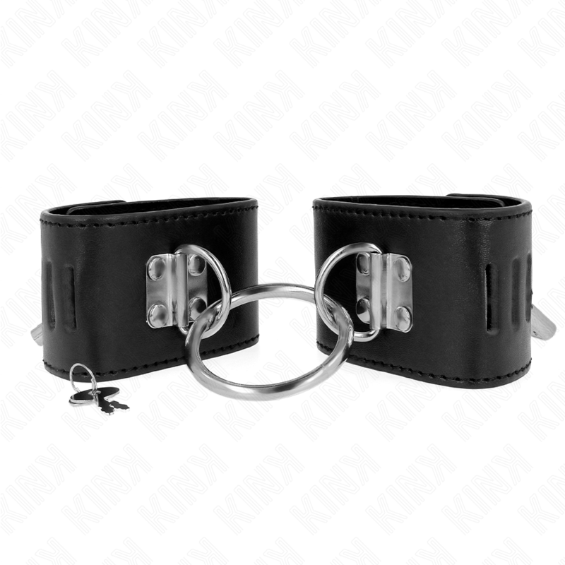 Kink - Feste Handgelenkfesseln Mit Ring Und Vorhã„Ngeschloss Verschluss Schwarz Verstellbar 16-23 Cm X 5,5 Cm