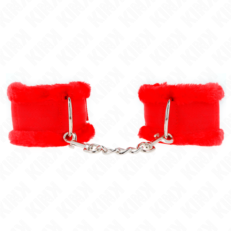 Kink - Pelzgefãœtterte Handgelenkfesseln Rot Verstellbar 17-31 Cm X 7 Cm