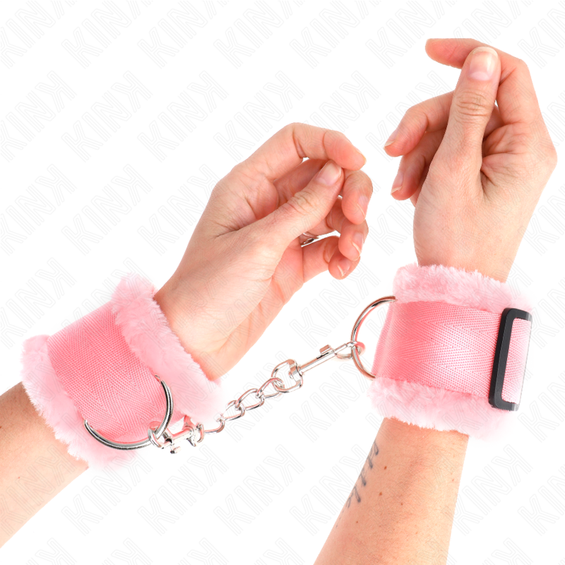 Kink - Pelzgefãœtterte Handgelenkfesseln Rosa Verstellbar 17-31 Cm X 7 Cm