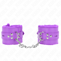 Kink - Pelzgefãœtterte Handgelenkfesseln Mit Quadratischen Lã–Chern, Lila Und Lila Gãœrtel, Verstellbar 17-29 Cm X 6 Cm