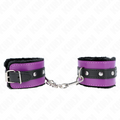 Kink - Premium Pelzgef�tterte Handgelenkfesseln Schwarz Mit Lila / Schwarzer G�rtel Verstellbar 17-29 Cm X 6 Cm