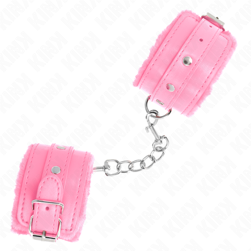 Kink - Premium Pelzgefãœtterte Handgelenkfesseln Rosa Mit Rosa Gãœrtel Verstellbar 17-29 Cm X 6 Cm