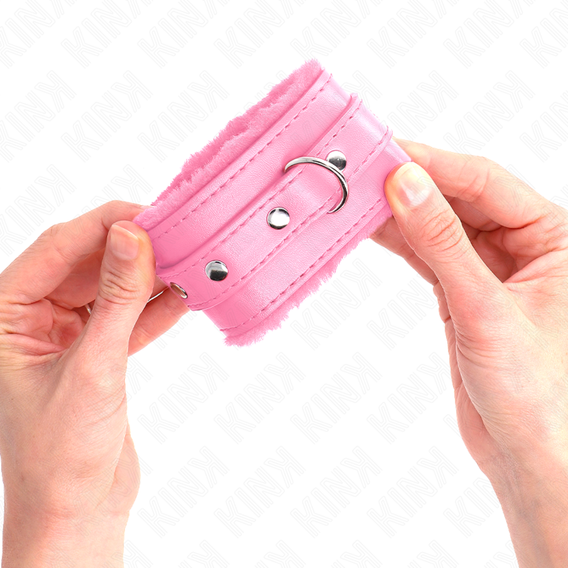 Kink - Premium Pelzgefãœtterte Handgelenkfesseln Rosa Mit Rosa Gãœrtel Verstellbar 17-29 Cm X 6 Cm