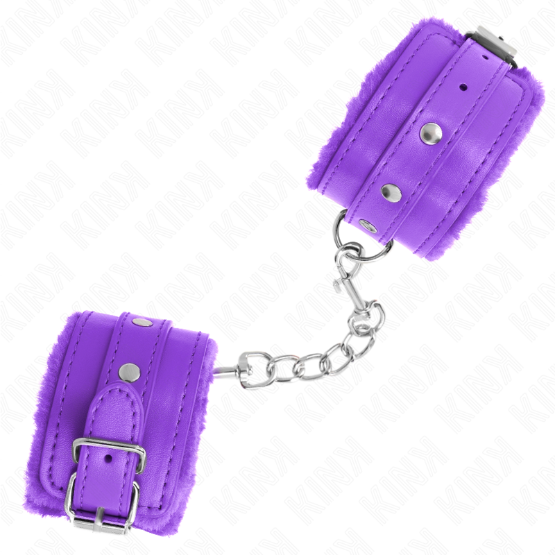 Kink - Premium Pelzgefãœtterte Handgelenkfesseln Lila Mit Lila Gãœrtel Verstellbar 17-29 Cm X 6 Cm