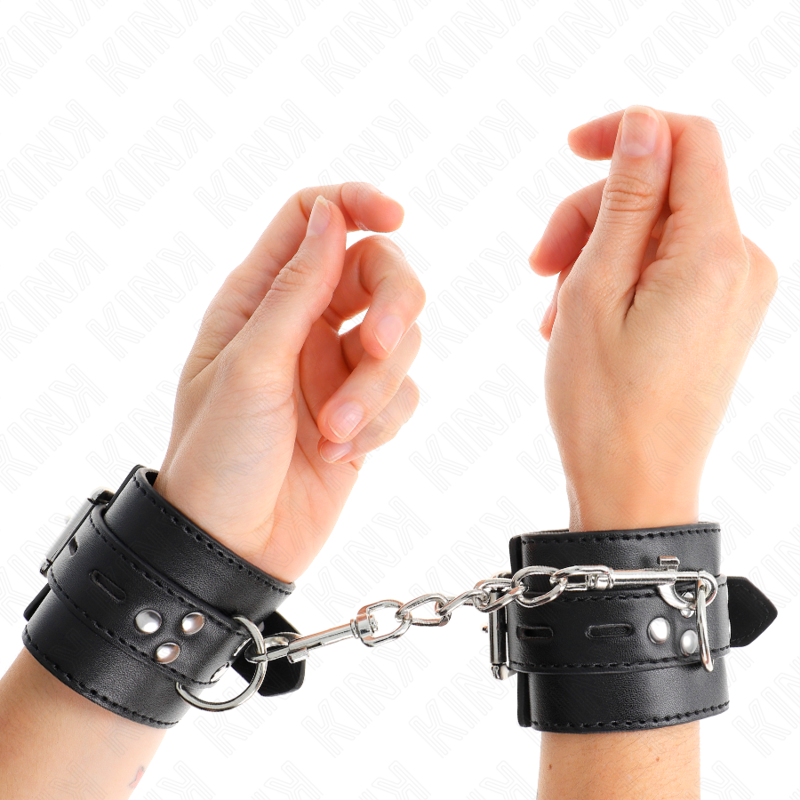 Kink - Handgelenkfesseln Schwarz Mit Schwarzem Gãœrtel Verstellbar 17-28 Cm X 6 Cm