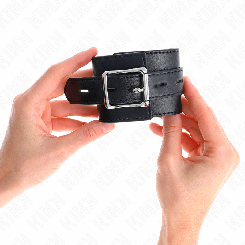 Kink - Handgelenkfesseln Schwarz Mit Schwarzem Gãœrtel Verstellbar 17-28 Cm X 6 Cm