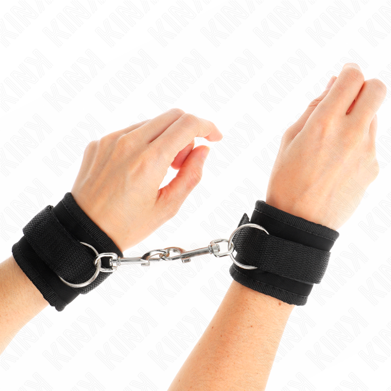 Kink - Nylon Bind-Handhandfesseln Mit Klettverschluss, Schwarz, Modell 2, Verstellbar, 18-35 Cm X 6 Cm