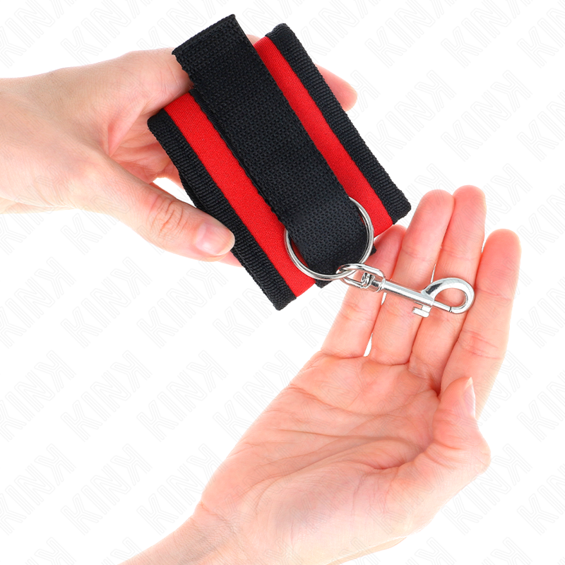 Kink - Nylon Bind-Handhandfesseln Mit Klettverschluss Rot-Schwarz Modell 2 Verstellbar 18-35 Cm X 6 Cm