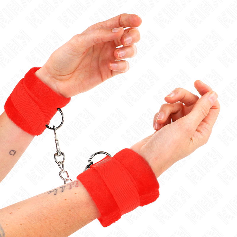 Kink - Beginner Pelzhandmanschetten Rot 30 X 7 Cm