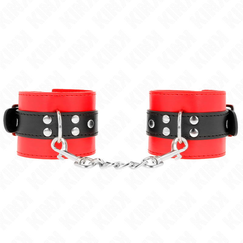 Kink - Handgelenkfesseln Rot Mit Schwarzem Gãœrtel Verstellbar 17-28 Cm X 6 Cm