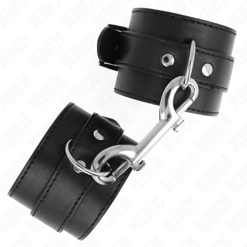 Kink - Handgelenkfesseln - Einzelne Nietenreihe Und Grosse Schnalle Schwarz Verstellbar 17-28 Cm X 5 Cm