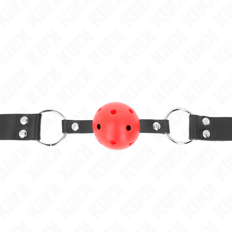 Kink - Atmungsaktiver Ball 4 Cm Knebel Mit Doppelniet Rot 62,5 X 2,5 Cm Verstellbar 42-58 Cm