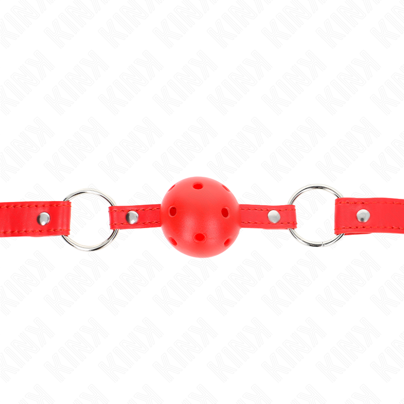 Kink - Atmungsaktiver Ball 4 Cm Knebel Mit Doppelniet Modell 1 Rot 62,5 X 2,5 Cm Verstellbar 42-58 Cm