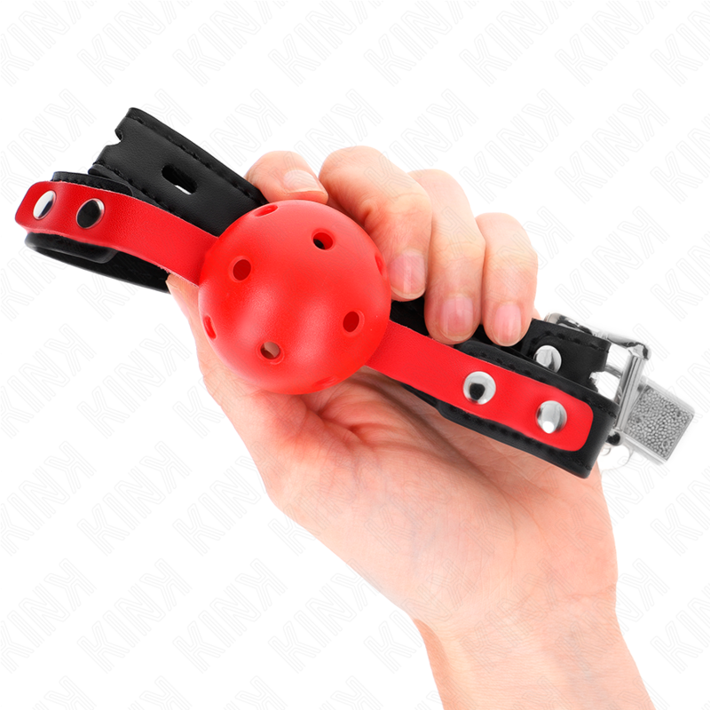 Kink - Roter Hohlkugel, 4 Cm, Knebel, Schwarzer Gurt 60 X 2 Cm, Verstellbar 37-52 Cm