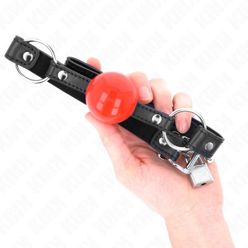 Kink - Ball 4 Cm Knebel Mit Schloss Roter Ball Schwarzer Gurt 60 X 2 Cm
