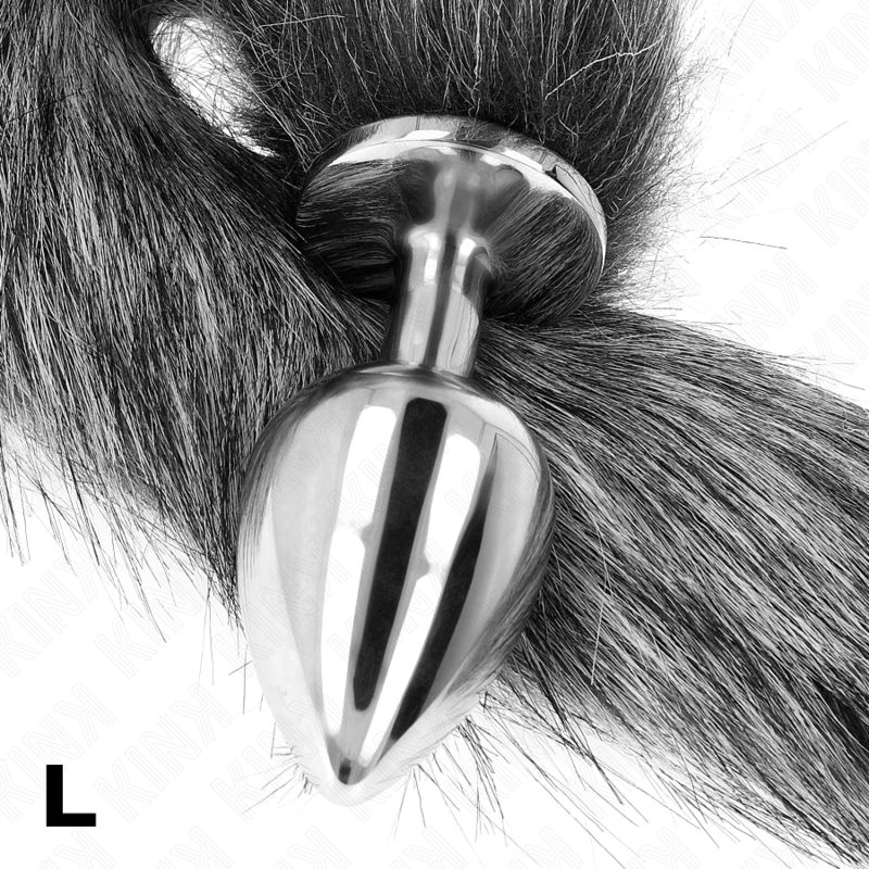 Kink - Anal Plug  L 10 X 4 Cm Mit Kunststoffschwanz 40 Cm Grau